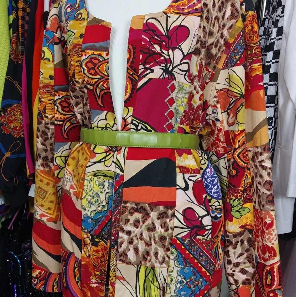 Plus size Graphic print swing jacket